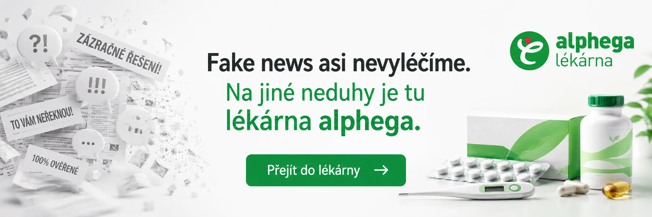 Alphega lékárna – Fake news asi nevyléčíme, na jiné neduhy je tu lékárna Alphega
